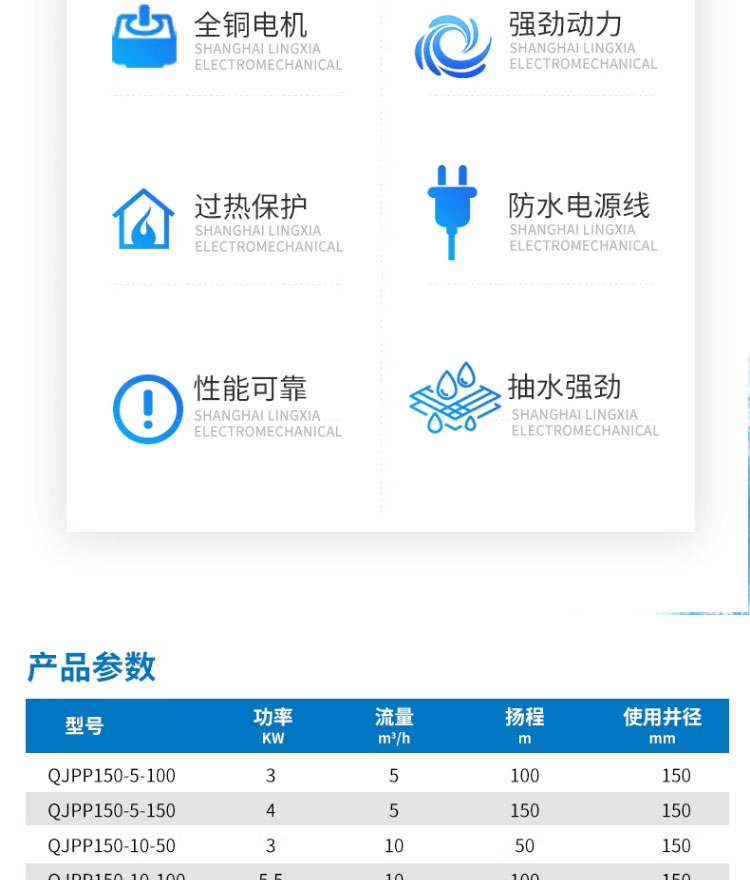 进口深井潜水泵380V三相高扬程多级潜水农用灌溉浇地井水深井泵(图3)