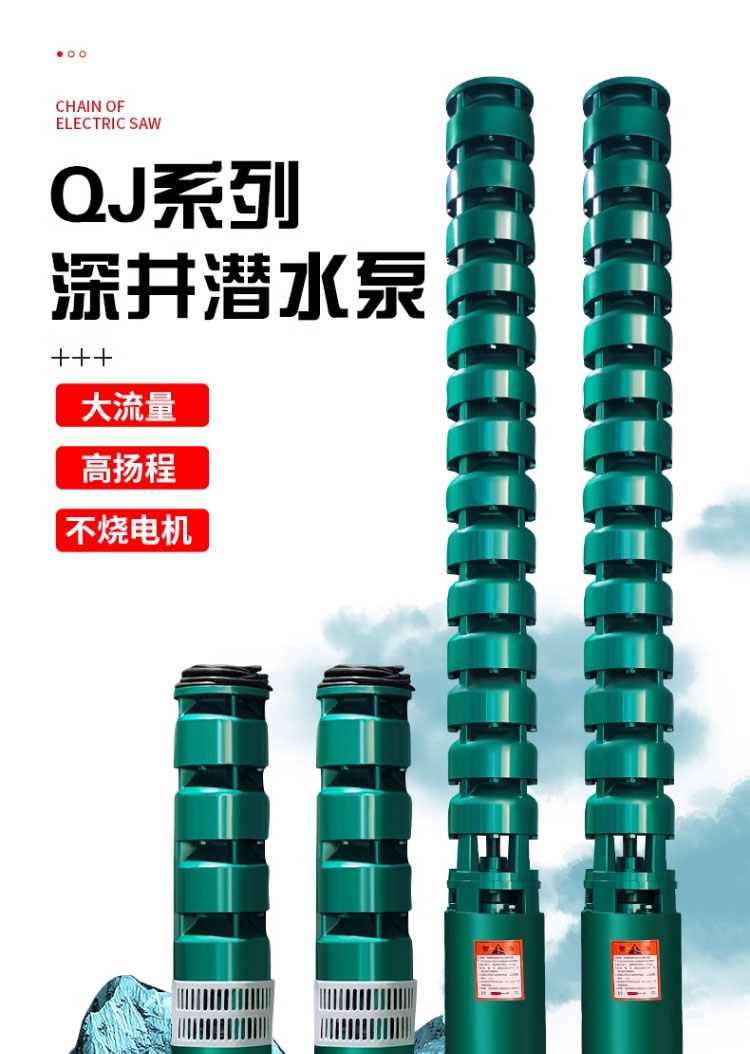 进口多级潜水泵380V三相高扬程深井泵175qj农用灌溉浇地喷灌喷泉水泵(图1)