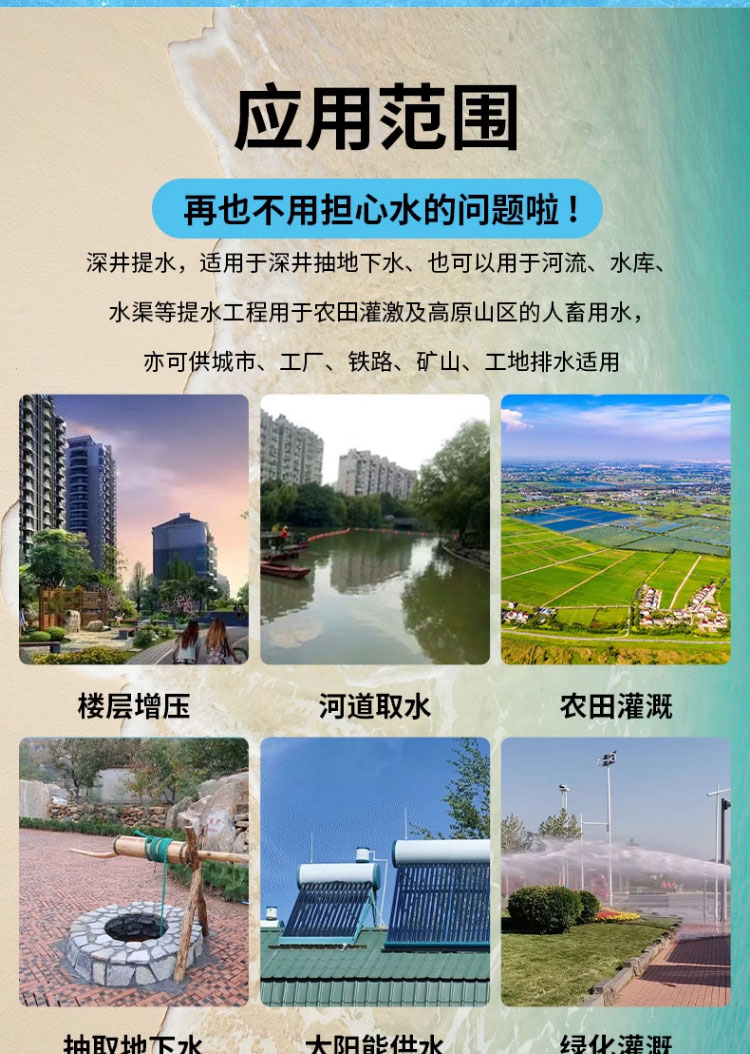 进口多级潜水泵380V三相高扬程深井泵175qj农用灌溉浇地喷灌喷泉水泵(图12)