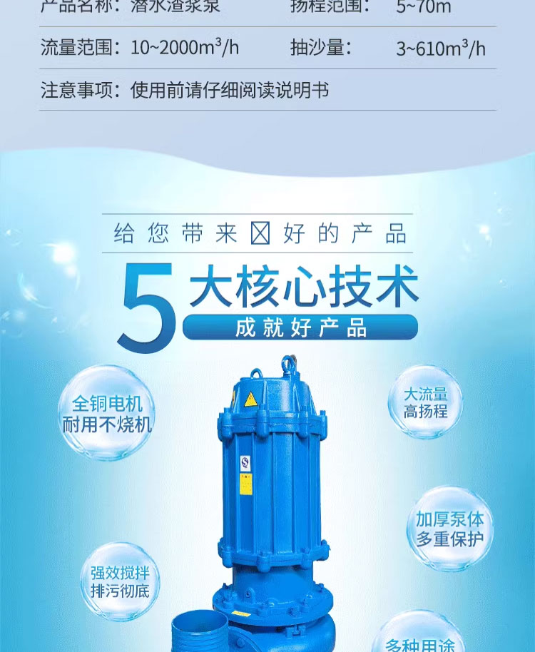 进口潜水抽沙泵高铬合金大型渣浆泵耐腐耐磨泥浆泵机械密封4 寸搅拌器(图5)