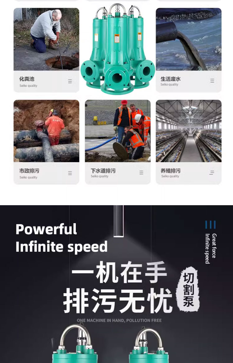 进口切割泵化粪池排污水泵WQG沼气池污水泵GNWQ切割式大流量(图5)