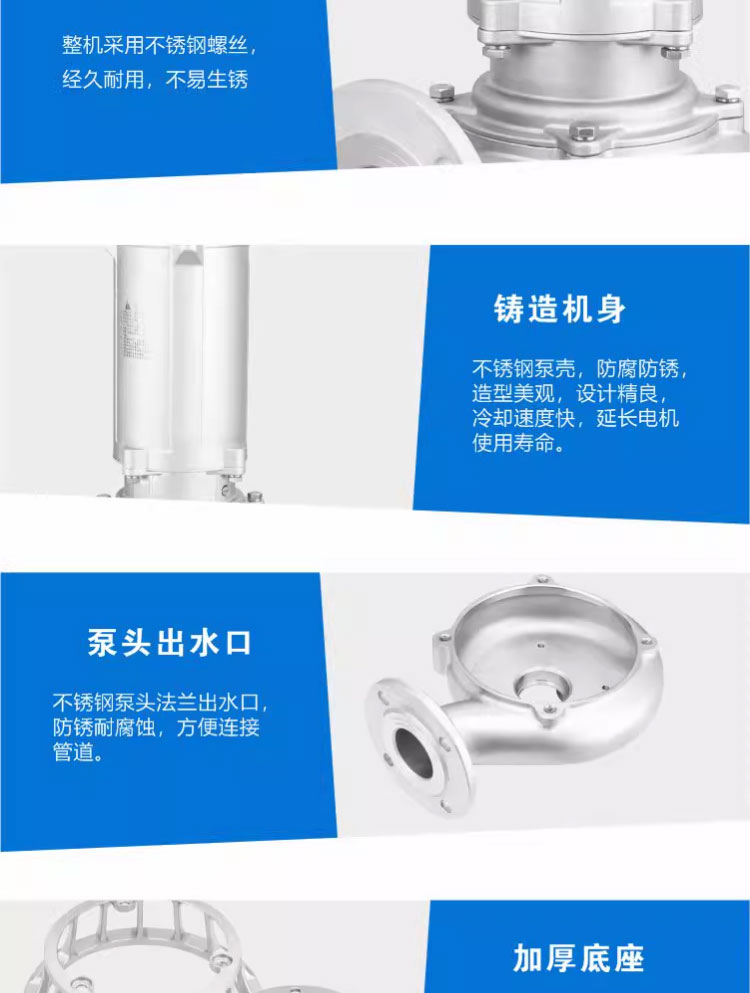 进口精铸304不锈钢污水泵国标法兰工业排污泵耐酸碱防腐蚀化工泵380V(图15)