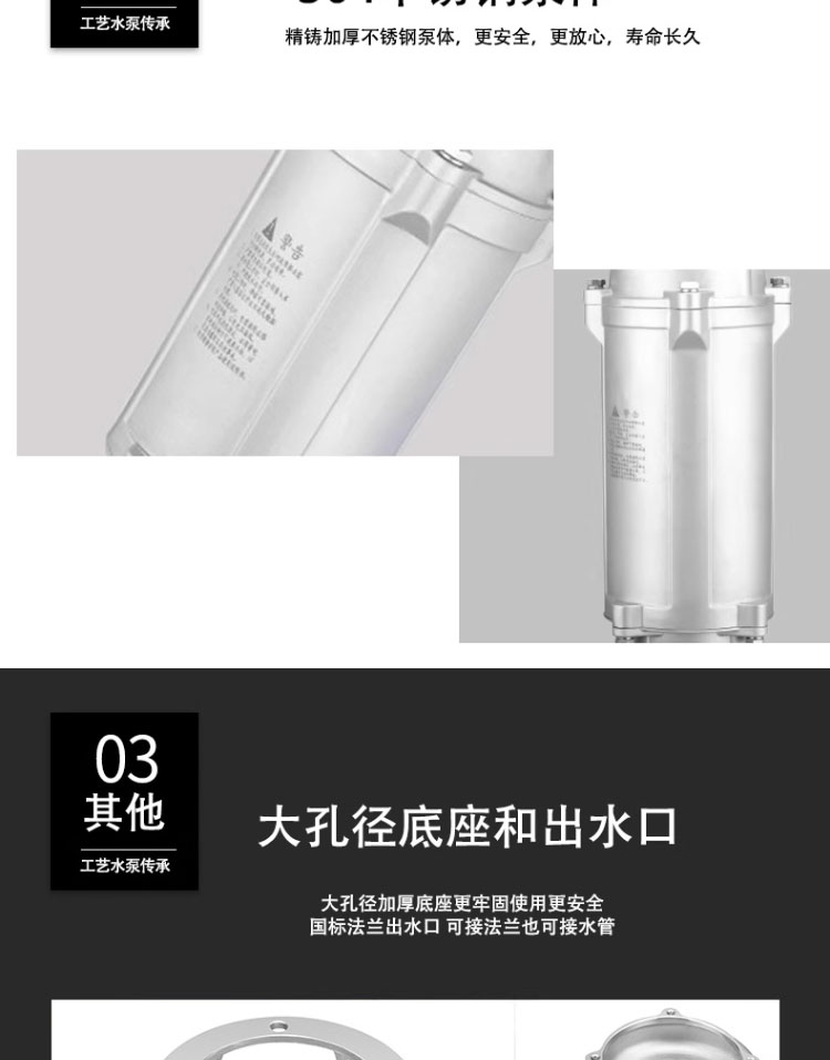 进口精铸304不锈钢污水泵国标四极电机工业工程排污化工泵防腐耐酸碱(图4)