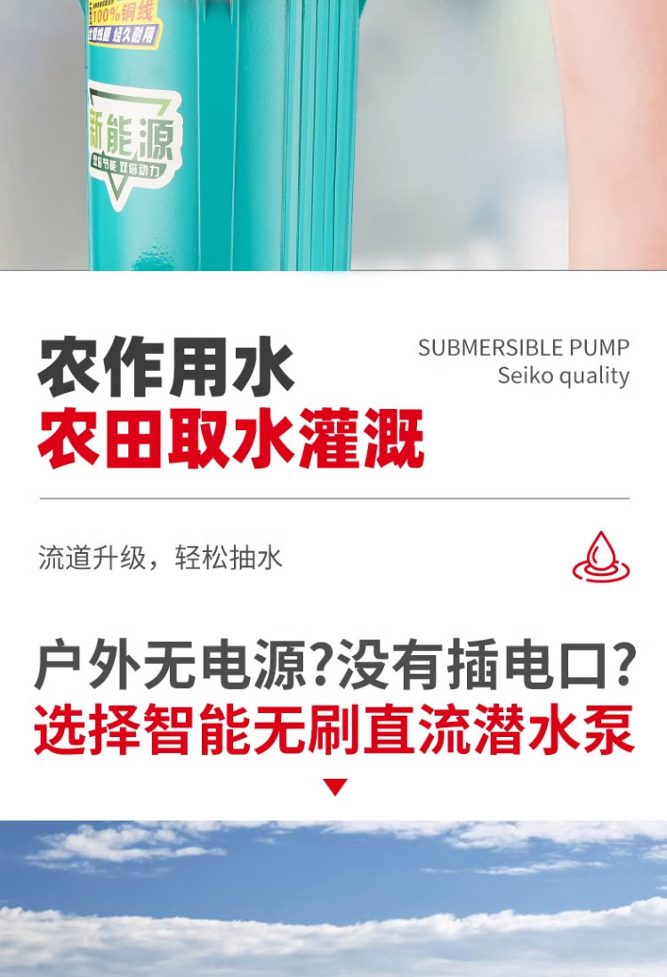 进口智能无刷直流潜水泵48V60V72伏高扬程大流量电瓶车农用灌溉抽水机(图11)