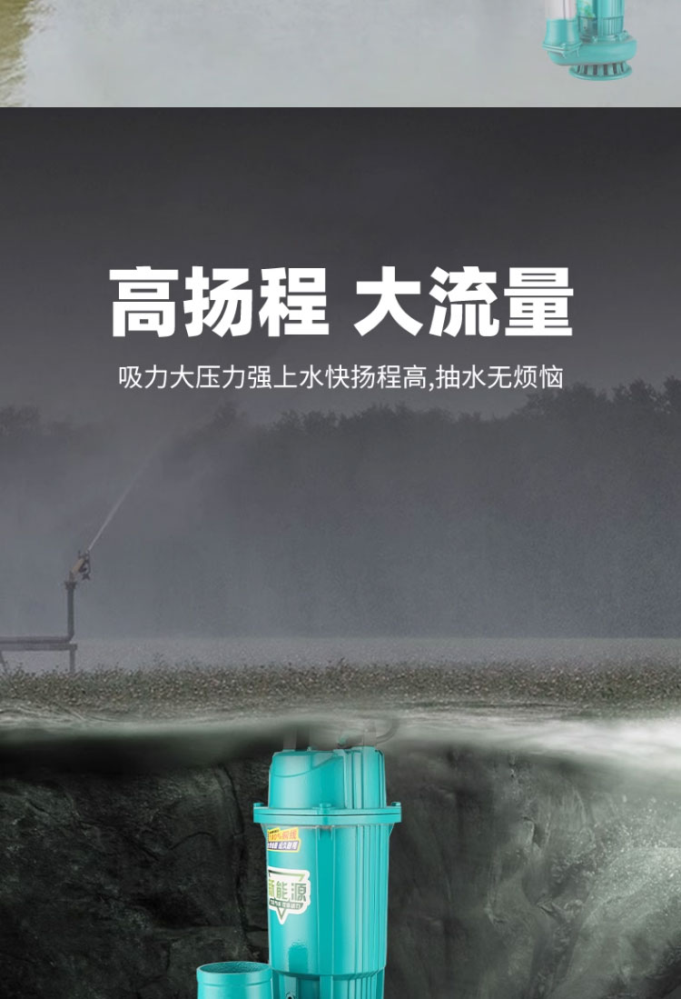 进口智能无刷直流潜水泵48V60V72伏高扬程大流量电瓶车农用灌溉抽水机(图9)