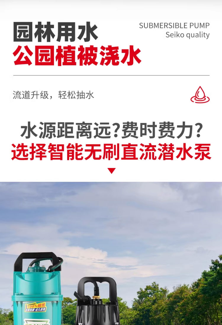进口智能无刷直流潜水泵48V60V72伏高扬程大流量电瓶车农用灌溉抽水机(图14)