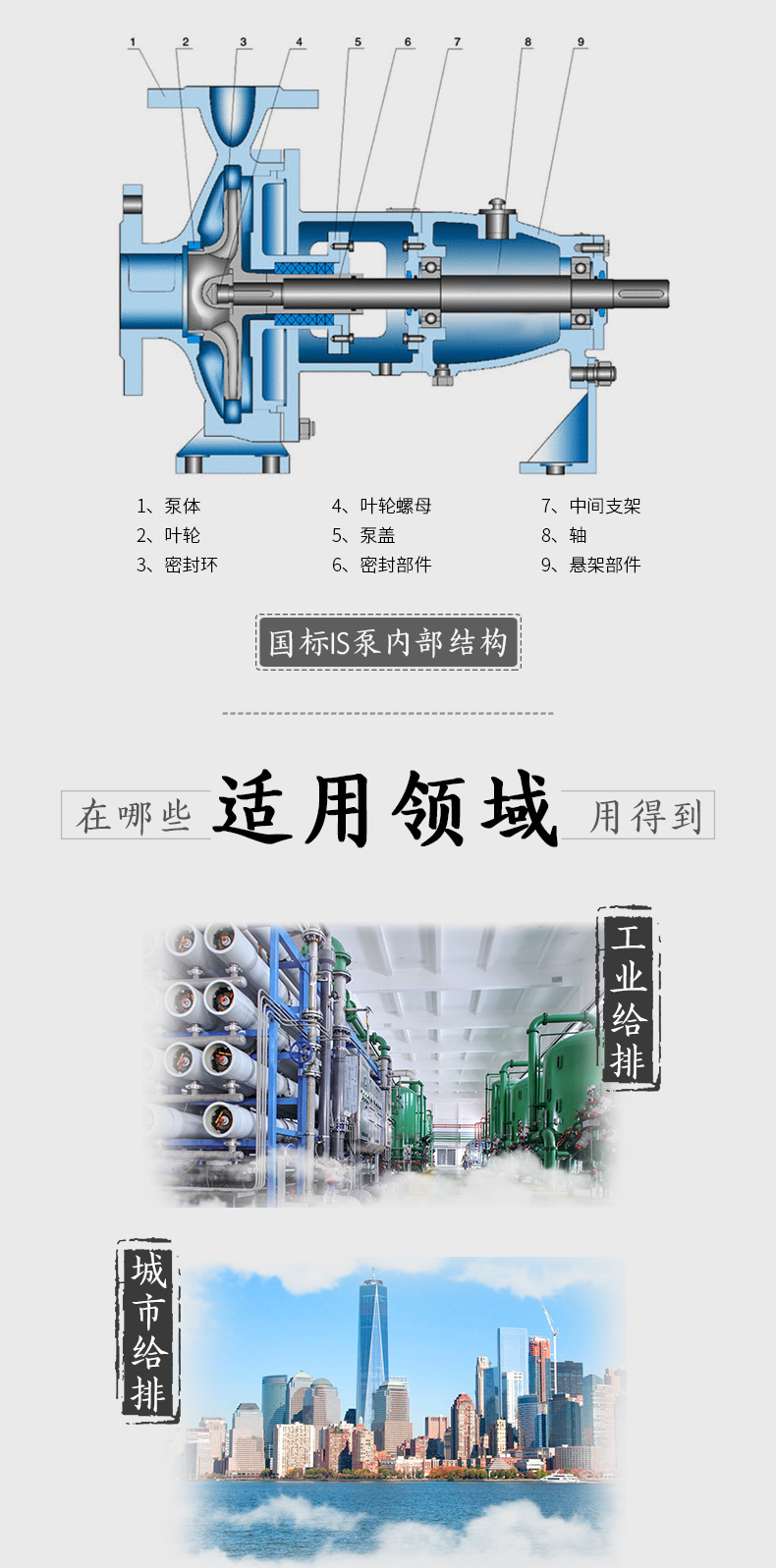 进口离心泵高扬程抽水机55kw增压泵大型泵(图4)