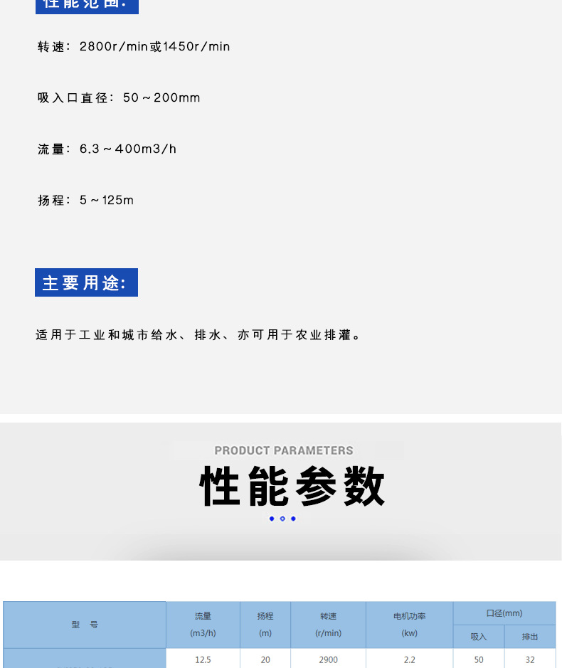 进口单级单吸清水离心泵 卧式热水循环泵(图6)