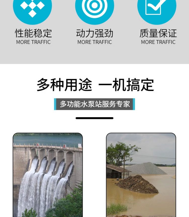进口大流量双吸离心泵中开高杨程大型工业防洪排涝农用灌溉柴油机水泵(图3)