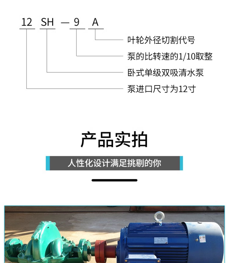 进口大流量双吸离心泵中开高杨程大型工业防洪排涝农用灌溉柴油机水泵(图9)