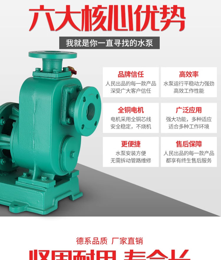 进口直连式自吸排污泵大流量管道抽水泵自吸卧式离心泵耐高(图4)