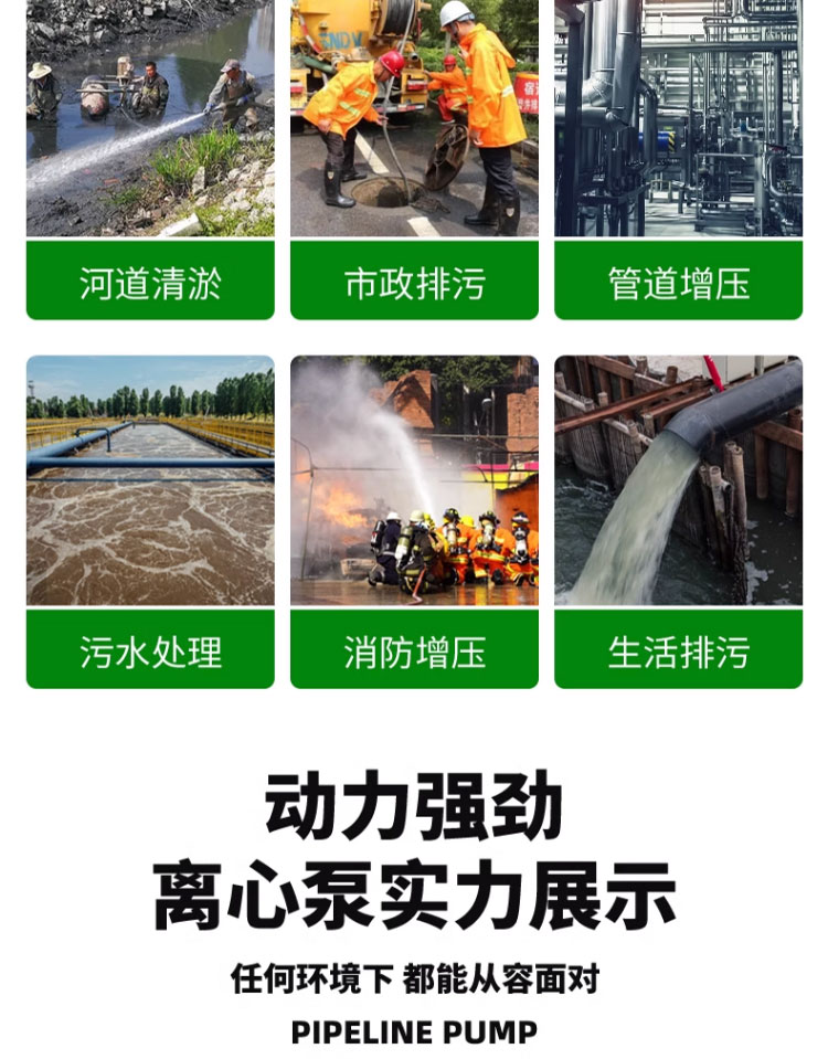 进口自吸排污泵大流量抽水泵380v工业增压无堵塞卧式管道离心污水泵(图5)