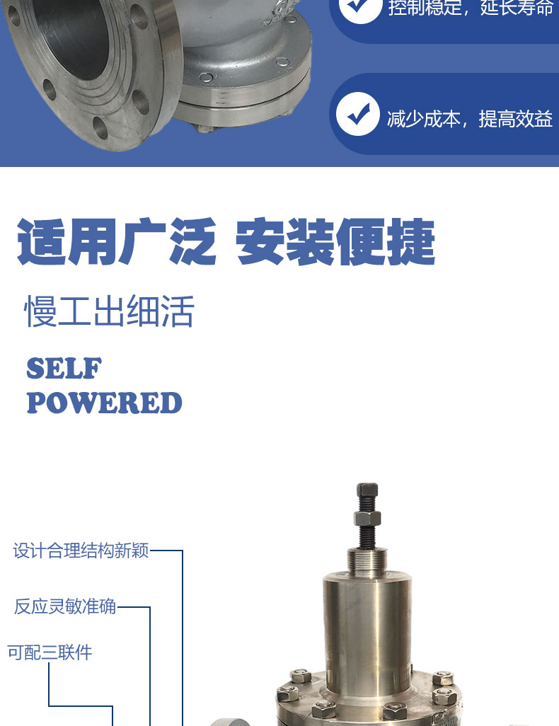 进口压缩空气氨水自来水水用弹簧薄膜可调式不锈钢法兰减压阀(图5)