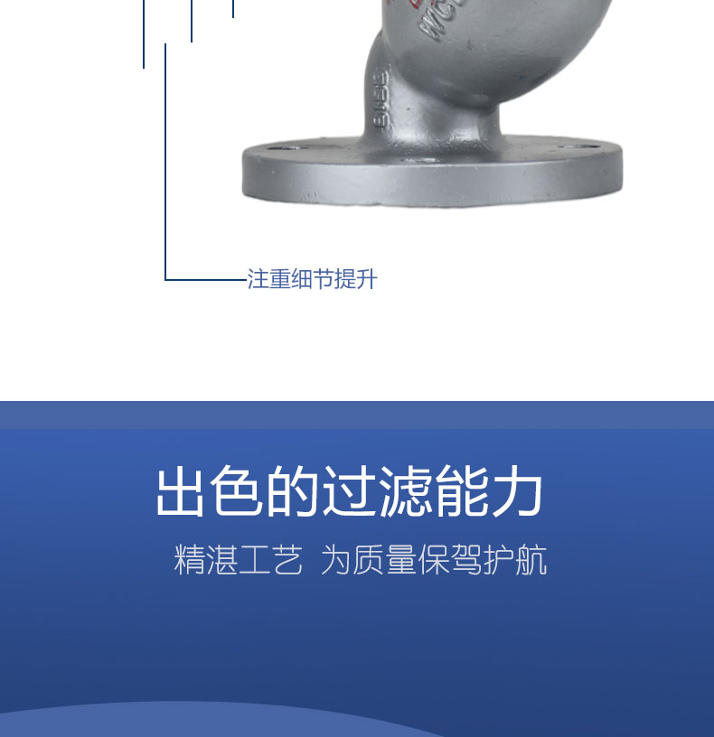 进口高温蒸汽导热油管道铸钢法兰Y型过滤器(图7)