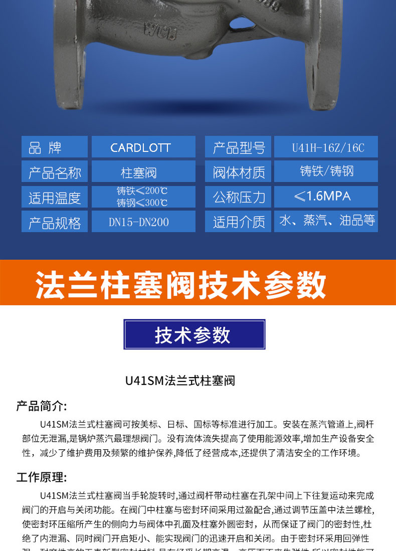 进口锅炉耐高温蒸汽铸钢法兰柱塞阀(图8)
