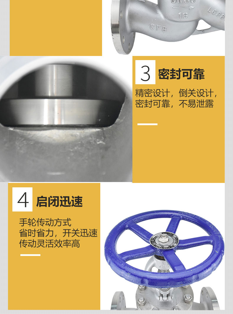 进口国标耐高温蒸汽不锈钢法兰截止阀(图10)