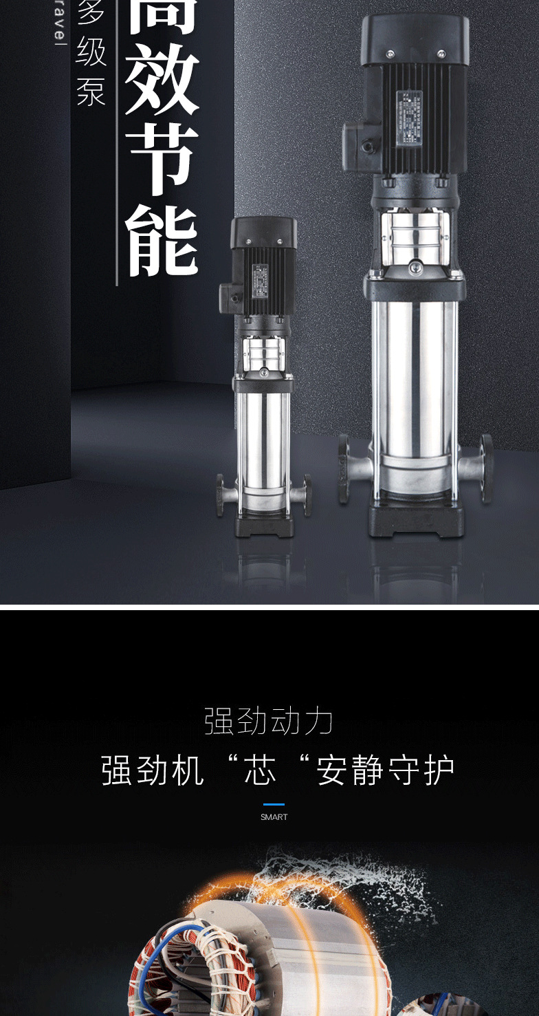 进口轻型多级泵 恒压高扬程立式多级离心泵 多级不锈钢泵(图3)